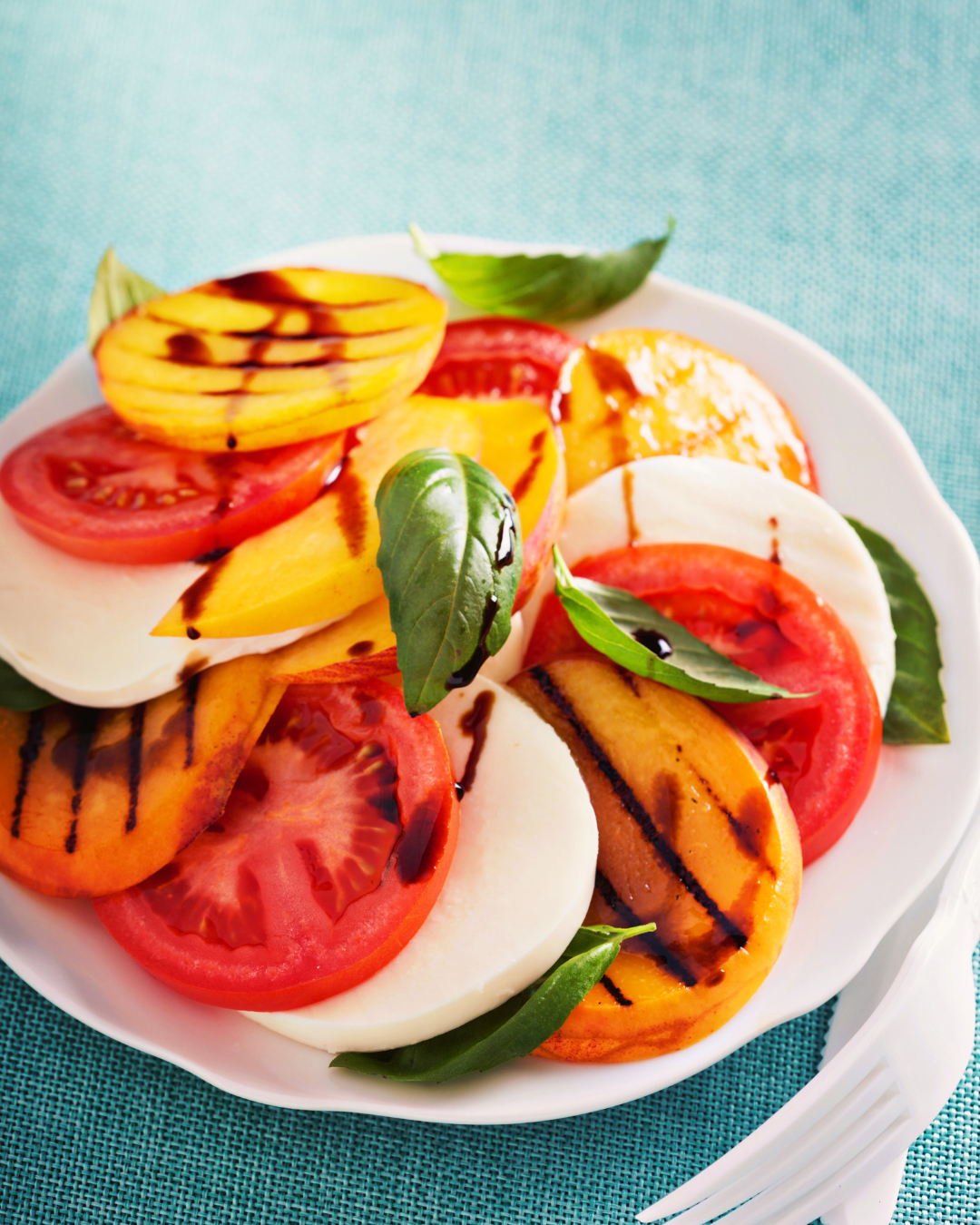 Valentine's Day Special: Grilled Peach & Vegetable Caprese Salad